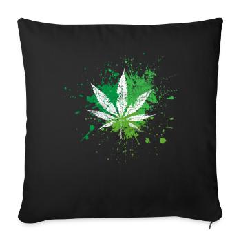 Cannabis - Housse de coussin décorative 45 x 45 cm - noir - Devant