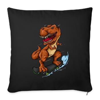 Skateboarding T Rex - Trex Dinosaur Skateboarder - Sofa pillowcase 17,3'' x 17,3'' (45 x 45 cm) - black - Front