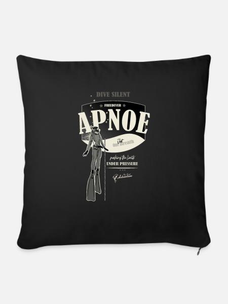 Apnoe - Freediver - one breath - push the limits - Sofakissenbezug 45 x 45 cm - Schwarz