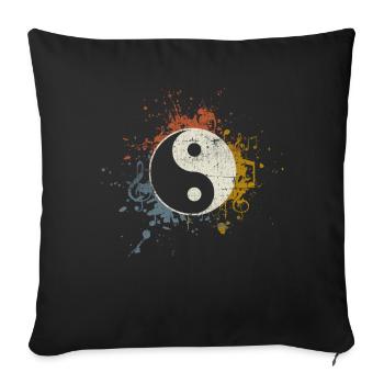Musique de méditation Yin Yang - Housse de coussin décorative 45 x 45 cm - noir - Devant