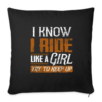 Fille cavalier fille cheval - Housse de coussin décorative 45 x 45 cm - noir - Devant