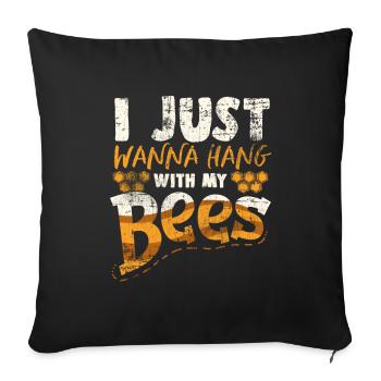 bees - Sofa pillowcase 17,3'' x 17,3'' (45 x 45 cm) - black - Front