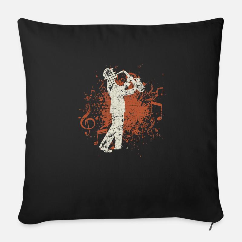 Saxophonist Jazz - Sofakissenbezug 45 x 45 cm - Schwarz