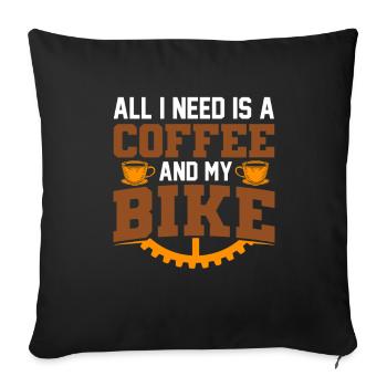Coffee and bike - Sofa pillowcase 17,3'' x 17,3'' (45 x 45 cm) - black - Front