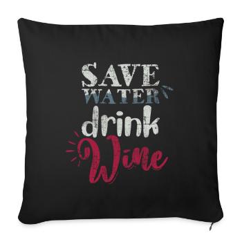 Vins connaisseurs de vins - Housse de coussin décorative 45 x 45 cm - noir - Devant