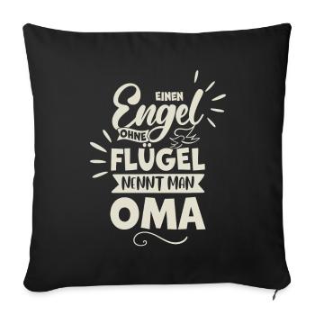 Oma Engel - Sofakissenbezug 45 x 45 cm - Schwarz - Vorne