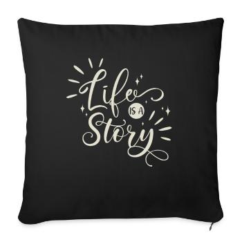 Citation de la vie - Housse de coussin décorative 45 x 45 cm - noir - Devant