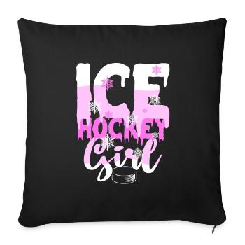 Eishockey Mädchen - Sofakissenbezug 45 x 45 cm - Schwarz - Vorne