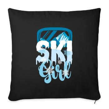 Ski girl - Sofa pillowcase 17,3'' x 17,3'' (45 x 45 cm) - black - Front