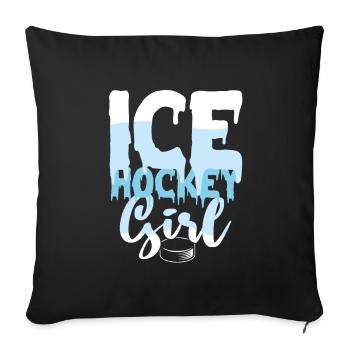 Eishockey Mädchen - Sofakissenbezug 45 x 45 cm - Schwarz - Vorne