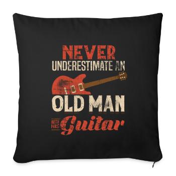 Guitare papa papy guitariste - Housse de coussin décorative 45 x 45 cm - noir - Devant