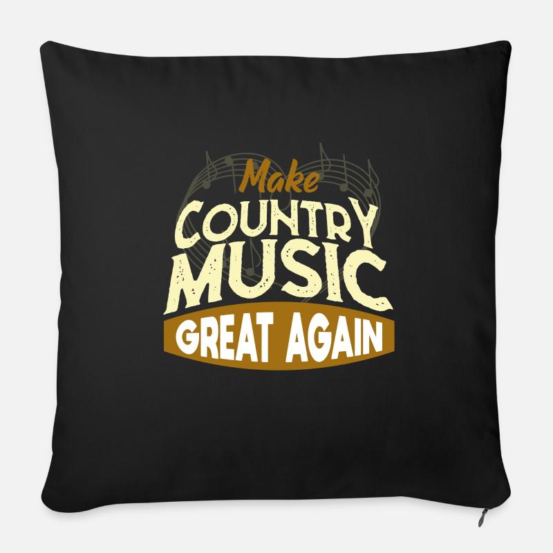 Country Musik - Sofakissenbezug 45 x 45 cm - Schwarz
