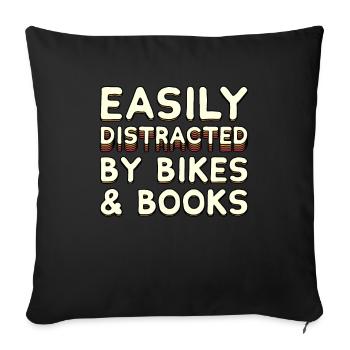 Easily Distracted By Bikes & Books - Bike Cyclist - Sofa pillowcase 17,3'' x 17,3'' (45 x 45 cm) - black - Front