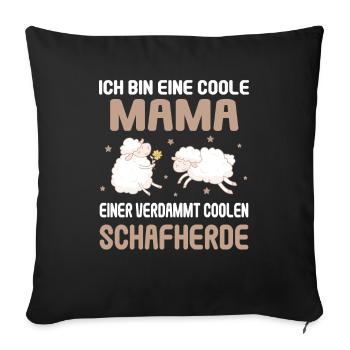 Coole Mama Coolen Schafherde Familie Kinder - Sofakissenbezug 45 x 45 cm - Schwarz - Vorne