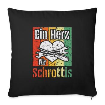 Handwerker & Schrotthändler | Ein Herz für Schrott - Sofakissenbezug 45 x 45 cm - Schwarz - Vorne
