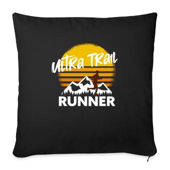 Trail running & mountain running, ultra trail runner - Sofa pillowcase 17,3'' x 17,3'' (45 x 45 cm) - black - Front