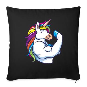 Unicorn Muscles - Funny Fitness Gym Rainbow Gift - Sofa pillowcase 17,3'' x 17,3'' (45 x 45 cm) - black - Front