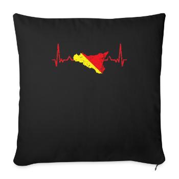 Trinacria Heartbeat Sicilia Heartbeat Sicilia - Sofa pillowcase 17,3'' x 17,3'' (45 x 45 cm) - black - Front