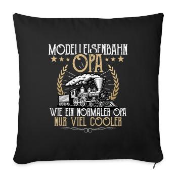 Modeleisenbahn Opa - Sofakissenbezug 45 x 45 cm - Schwarz - Vorne