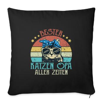 Bester Katzen Opa aller Zeiten - Sofakissenbezug 45 x 45 cm - Schwarz - Vorne
