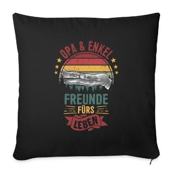 Opa und Enkel Freunde fürs Leben - Sofakissenbezug 45 x 45 cm - Schwarz - Vorne