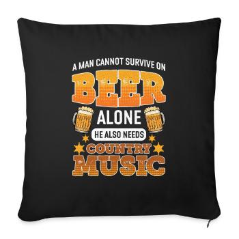Mens Beer und Country Music Design Country Music - Sofakissenbezug 45 x 45 cm - Schwarz - Vorne