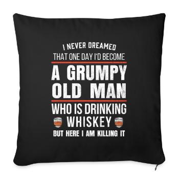 Cadeau de whiskey de Mens pour des buveurs de Bourbon drôle - Housse de coussin décorative 45 x 45 cm - noir - Devant