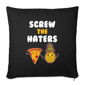 Citations drôles de pizza hawaïenne et d’ananas - Housse de coussin décorative 45 x 45 cm - noir - Devant