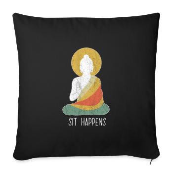 Drôle bouddha bouddhisme méditation paix dharma - Housse de coussin décorative 45 x 45 cm - noir - Devant