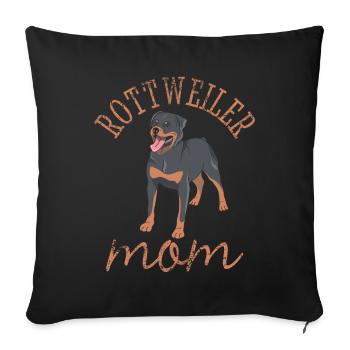 Rottweiler Rottie Maman maman mère Vintage - Housse de coussin décorative 45 x 45 cm - noir - Devant