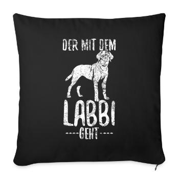 Labrador Labbi Gassi Gehen Papa Vater - Sofakissenbezug 45 x 45 cm - Schwarz - Vorne