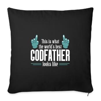 what the best godfather in the world looks like - Housse de coussin décorative 45 x 45 cm - noir - Devant