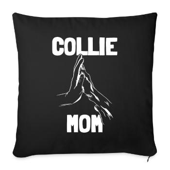 Border collie maman maman maman patte - Housse de coussin décorative 45 x 45 cm - noir - Devant