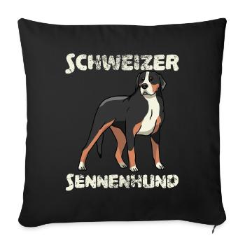 Sennenhund suisse Vintage Retro Tête de chien - Housse de coussin décorative 45 x 45 cm - noir - Devant