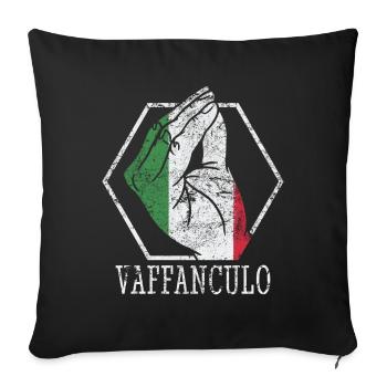 Lustige italienische Italien Vaffanculo Hand Geste - Sofakissenbezug 45 x 45 cm - Schwarz - Vorne