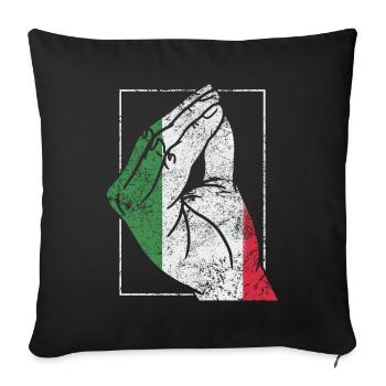 Italien Italienisches Herz Flagge Hand Geste Stolz - Sofakissenbezug 45 x 45 cm - Schwarz - Vorne