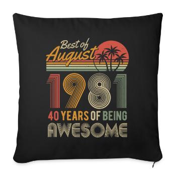 Août 1981 né 40 anniversaire Rétro Vintage - Housse de coussin décorative 45 x 45 cm - noir - Devant