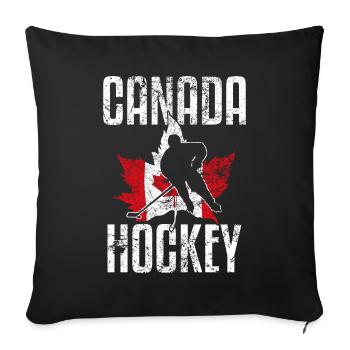 Canada Ice Hockey Sport Vintage Flag - Housse de coussin décorative 45 x 45 cm - noir - Devant