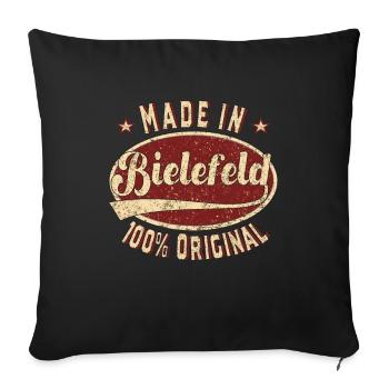 Made in Bielefeld 100 % original Bielefelder retro - Sofakissenbezug 45 x 45 cm - Schwarz - Vorne