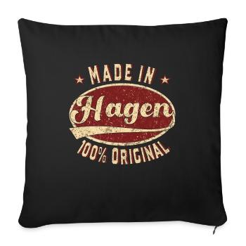 Made in Hagen 100 % original Hagener Retro - Sofa pillowcase 17,3'' x 17,3'' (45 x 45 cm) - black - Front