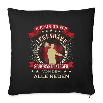 Schornsteinfeger Kaminkehrer Kaminfeger - Sofakissenbezug 45 x 45 cm - Schwarz - Vorne