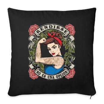 Giving up is not an option strong woman women's power - Sofa pillowcase 17,3'' x 17,3'' (45 x 45 cm) - black - Front