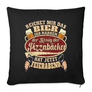 Pizzabäcker Bier Feierabend - Sofakissenbezug 45 x 45 cm - Schwarz - Vorne