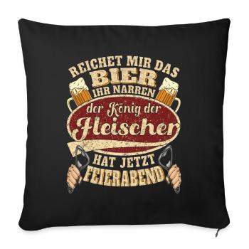 Fleischer Bier Feierabend - Sofakissenbezug 45 x 45 cm - Schwarz - Vorne