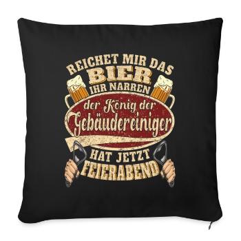 Gebäudereiniger Bier Feierabend - Sofakissenbezug 45 x 45 cm - Schwarz - Vorne