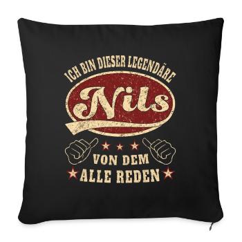 Nils ich bin dieser legendäre Nils Retro - Sofakissenbezug 45 x 45 cm - Schwarz - Vorne