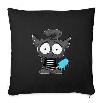 Chat mignon avec crème glacée Comic Kawaii Shirt Sticker - Housse de coussin décorative 45 x 45 cm - noir - Devant