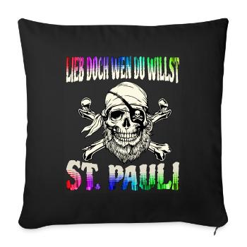 St. Pauli Hamburg Fanartikel St. Pauli - Sofa pillowcase 17,3'' x 17,3'' (45 x 45 cm) - black - Front