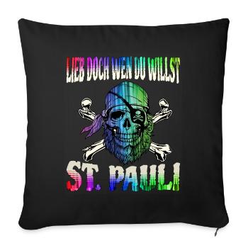 St. Pauli Hamburg Fanartikel St. Pauli - Sofa pillowcase 17,3'' x 17,3'' (45 x 45 cm) - black - Front