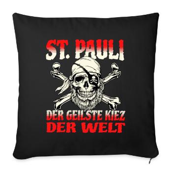 St. Pauli Hamburg Fanartikel St. Pauli - Sofa pillowcase 17,3'' x 17,3'' (45 x 45 cm) - black - Front